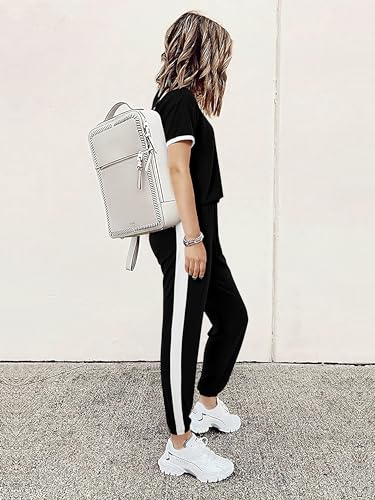 MASCOMODA Womens 2 Piece Outfits 2025 Summer Tracksuit Sets Short Sleeve Tops Travel Long Pants Jogger Lounge Set4