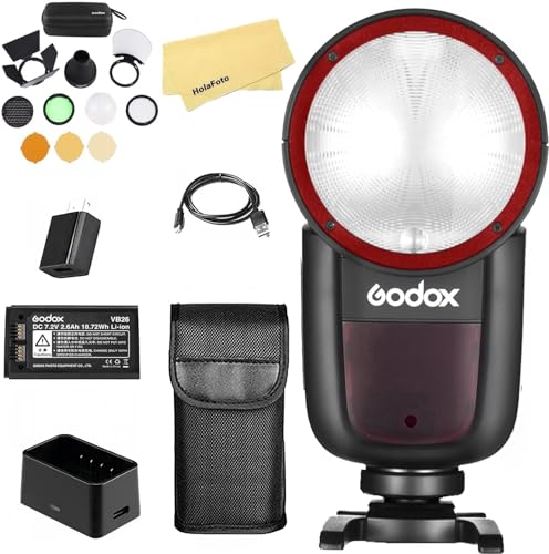 Image of Godox V1 V1-C V1C USA Version Camera Flash with Godox AK-R1 Accessories Kit for Canon Cameras,76Ws 2.4G TTL 1 /8000 HSS,480 Full Power Shots,1.5s Recycle Time
