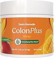 Vista 1 de Santo Remedio Colon Plus, Limpiador de Colon, Suplemento Dietético de Fibra de Cáscara de Psyllium y Probióticos, 30 Porciones, Sabor a Mango