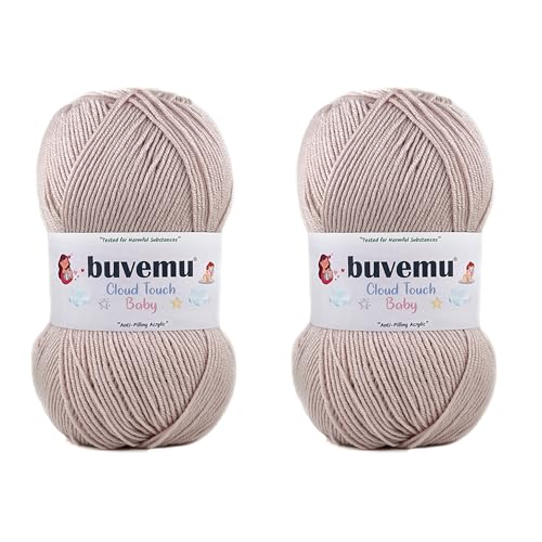 Image of Cloud Touch Baby - DK Weight Soft Anti-Pilling Yarn for Baby Clothes, Blankets & Amigurumi Crochet & Knitting, 90% Acrylic 10% Viscose derived from Bamboo, 3.53 Oz / 262 Yards (Almond, 2 Pack)