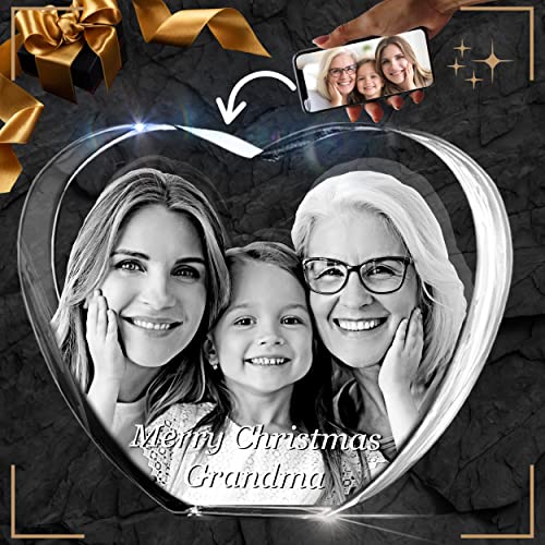Captur3D 3D Crystal Photo Heart, With Custom Engraved Image And Personalized Message - Customized Gift (Mother’s Day, Memorial, Christmas), Small #TOP2