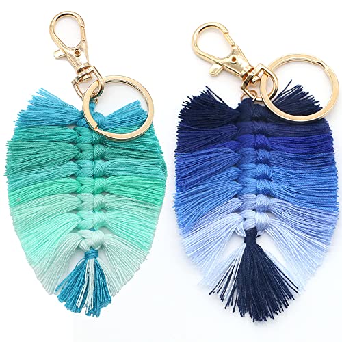 2 PièCes Macramé Porte CléS BohèMe Tissage Porte CléS Attache Porte Clé BohèMe Porte-CléS Sac Charme Pour Les CléS De Voiture,Les Portefeuilles Et Les TéLéPhones Portables,Un Cadeau Unique Cover