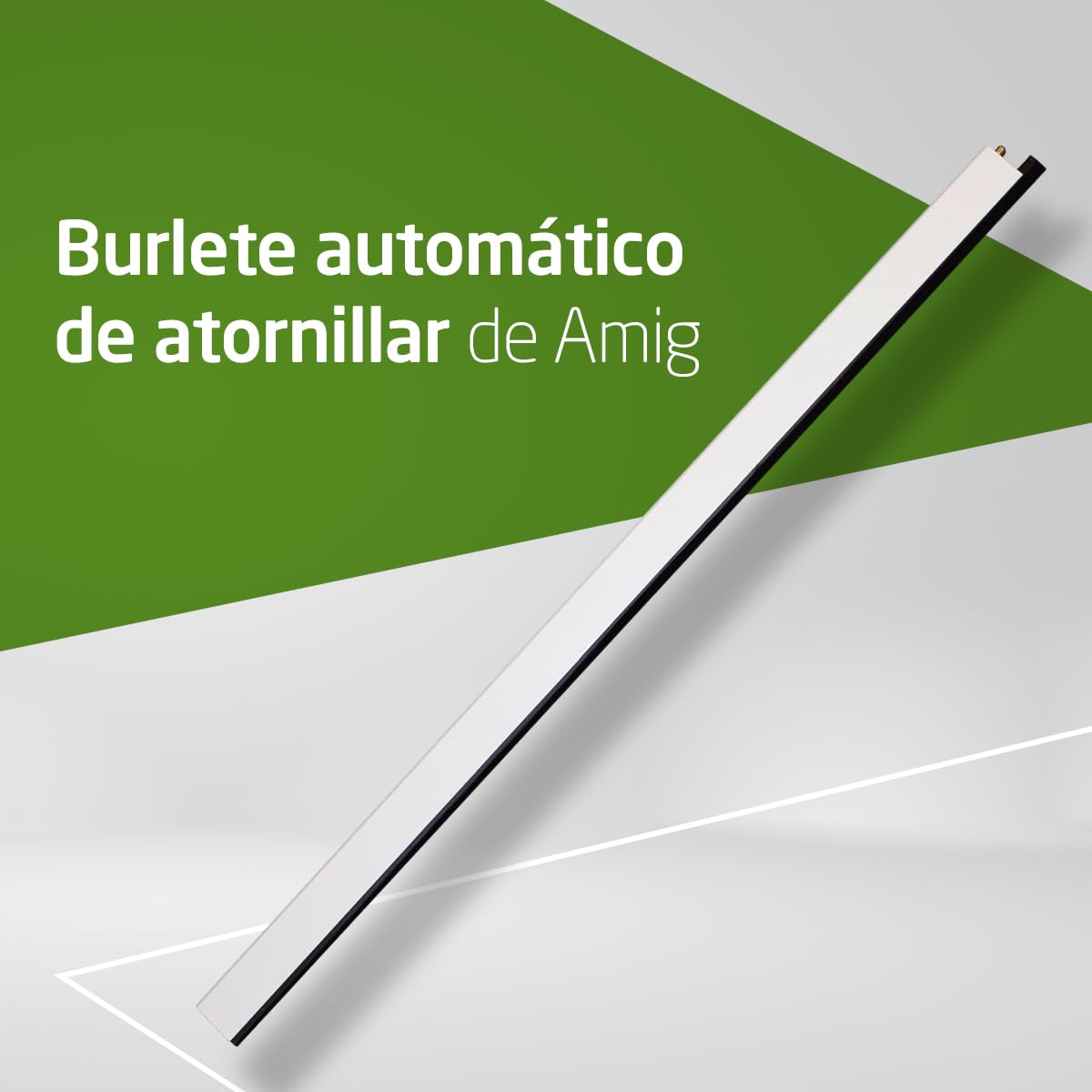 Amig - Burlete automático de atornillar - Cierre de Goma - Mecanismo Interior de Acero Inoxidable y Tope de latón - Autonivelable - Recortable - 82 cm - Blanco - Aluminio