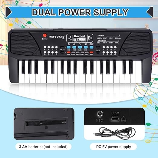 Image of amisha Gift Gallery 37 Key Piano Keyboard Toy for Kids, Multi Color | with mic, dc Power Option, Recording, Charger not Included, 2019 Model