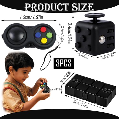 Image of 3 Pcs Fidget Toys Adults, Stress Relief Gadgets for Desk Use, Office Desk Decor Accessories with Unique Designs, Stress Relief Gadgets for Work and Study Environments