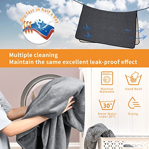 2 Packs Washable Dog Puppy Pads for Floor, Non-Slip Reusable Pee Pad for Dogs, Fast Absorbent Pet Whelping Pads & Playpen Mat for Incontinence (100x70cm Grey) - Image 5