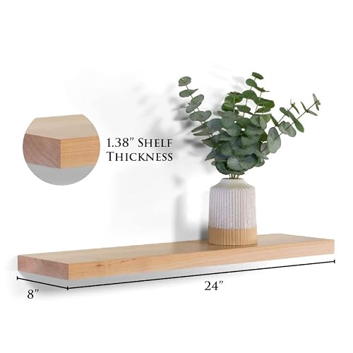 Dakoda Love | Solid Maple Wood Floating Shelf | Premium Craftsman Quality (24" L X 8" D X 1.38" H) #TOP2
