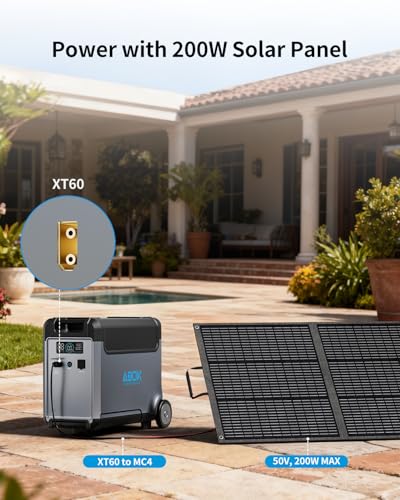 Image of ABOK Ark3600 Portable Power Station of Extra Battery | Expandable to 11520Wh, 3840Wh LiFePO4 Battery, 3H Fast Charge, 3600W Solar Generator for Home Backup, Hurricane, Camping, RV