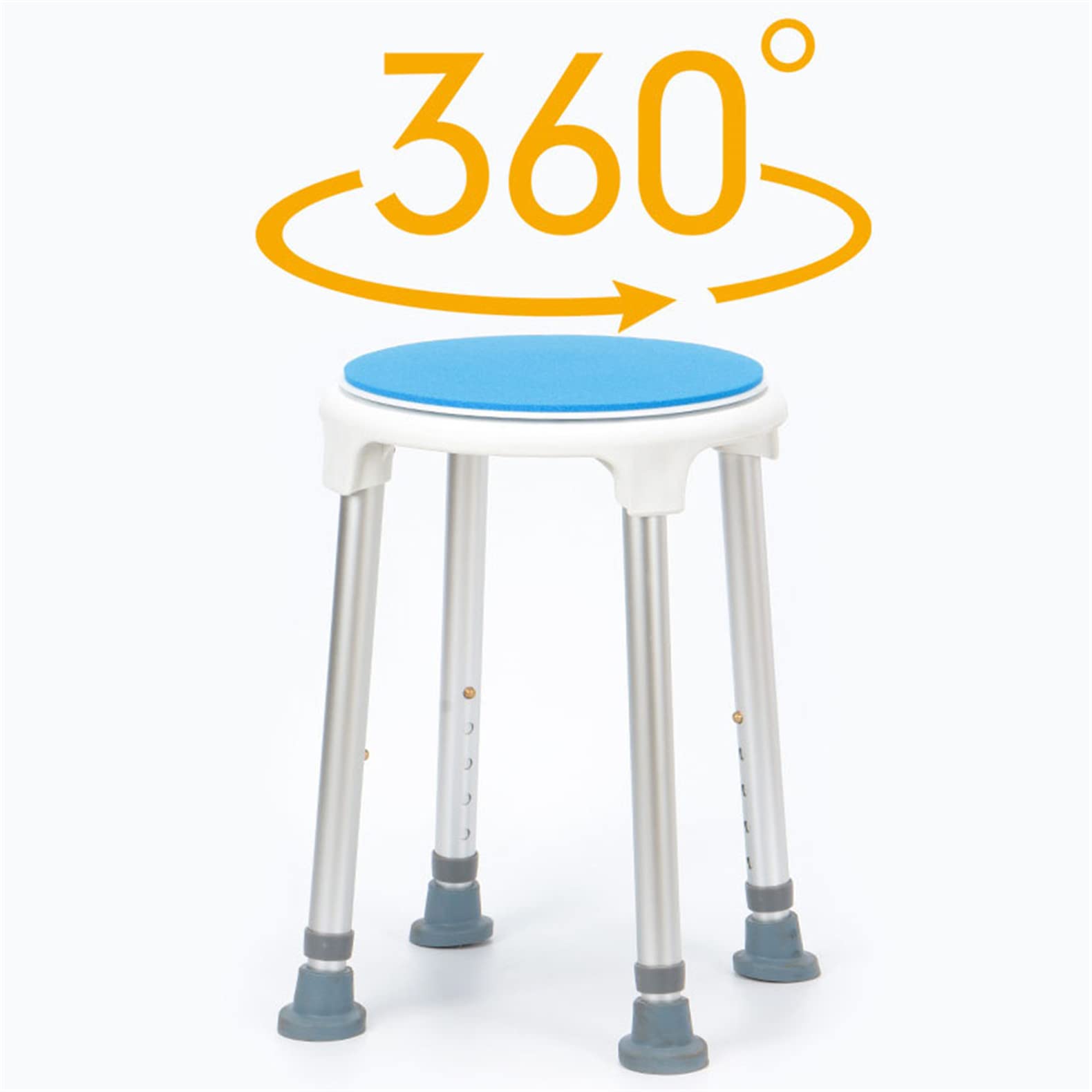 Silla de Ducha giratoria de 360 Grados con Taburete de Ducha Ajustable Acolchado y sin Herramientas, Silla para bañera y Banco para Asiento de bañera con Puntas de Goma Antideslizantes