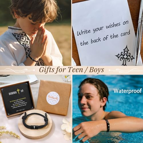 Joshua 1 9 Cross Bracelet for Men, Religious Boys Bracelets Inspirational Christian Gifts Prayer Bracelet for Faith as Teen Boy Gifts, Catholic Confirmation Birthday Gifts for Son Nephew4