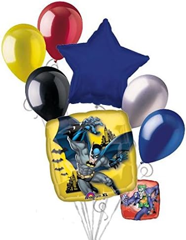 7 pc Batman & Joker Balloon Bouquet Super Hero Theme Happy Birthday Marvel Party