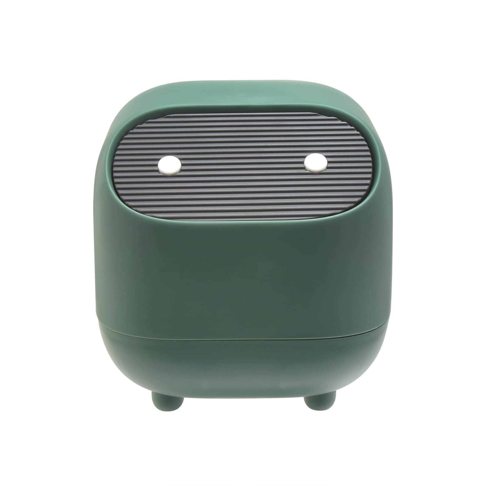 Twilight Garage Small Waste Bin, Cute Ninja Press Desk Bin with Lid, Bedroom Bin Dustbin for Home Bedroom Kitchen Car Office Trash Can - Green