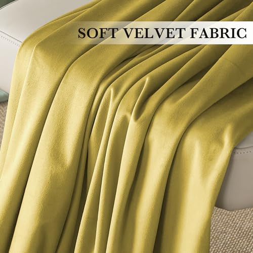 Image of RYB HOME Warm Velvet Blackout Curtains 102 inches Long, Soft Textured Fabric, Rod Pocket Design for Bedroom Dining Room, 52 inch W x L102 L, Mustard Gold