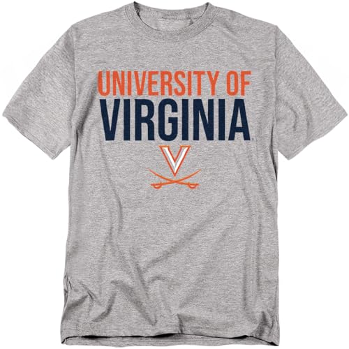University of Virginia Official Stacked Unisex Adult T-Shirt Athletic Heather Small