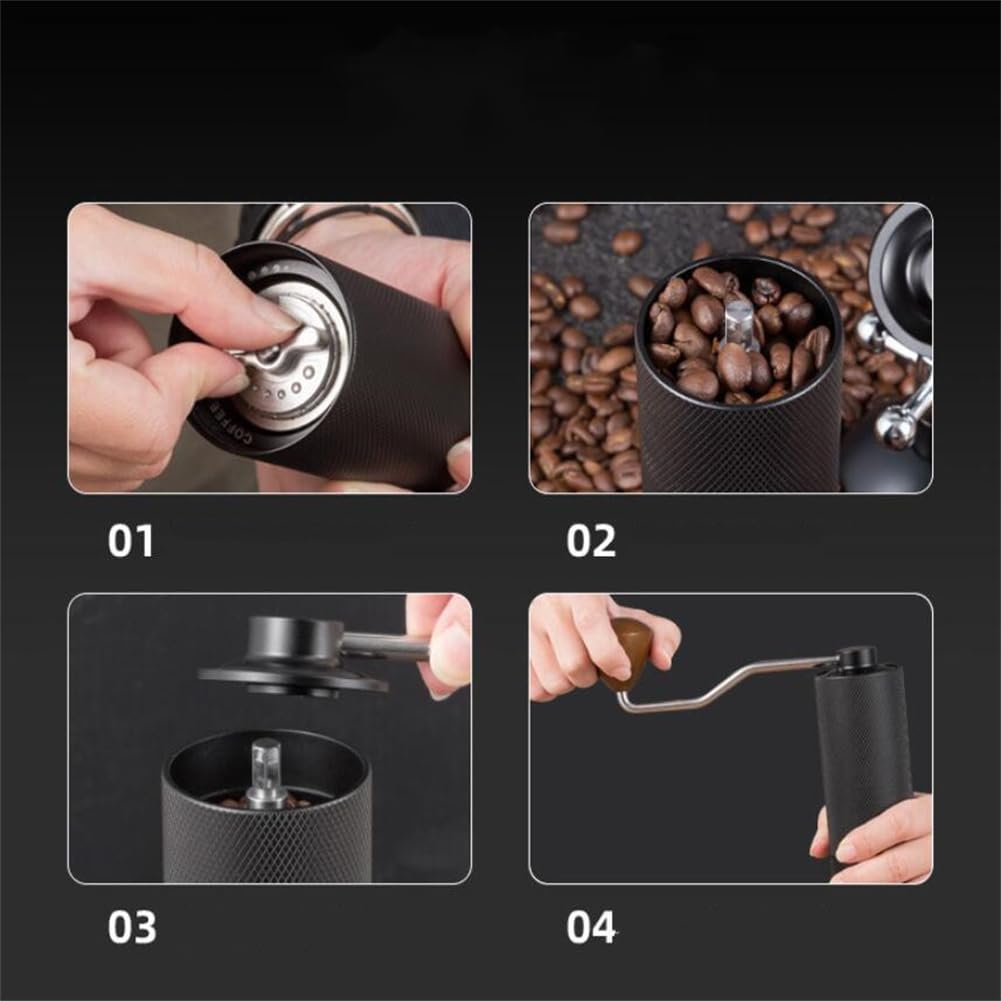 Negro Molinillo De Café De Mano Portátil Molinillo De Café En Grano CNC Hogar Pequeño Molinillo De Café De Mano -Negro -aleación de Aluminio