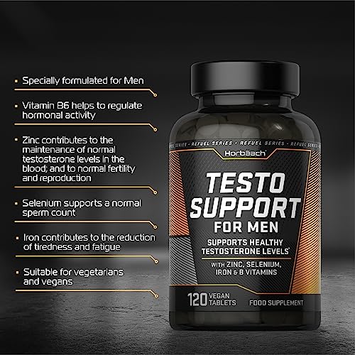 Testosterone Supplement for Men | 120 Vegan Tablets (4 Months Supply) | Male Hormone Tablets with Zinc, Selenium, Iron & B Vitamins | by Horbaach - Image 3