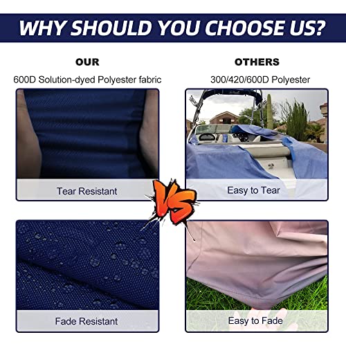 Zenicham 600D Marine Grade Fade And Tear Resistant Trailerable T-Top Boat Cover，Heavy-Duty Waterproof And Uv-Proof Ttop Boat Storage Cover With Windproof Metal Buckle Straps Fit 22Ft-24Ft L(Navy) #TOP1
