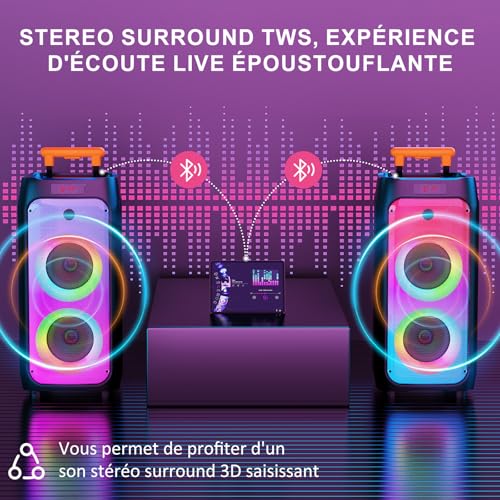 Machine de karaoké JYX avec micro sans fil et enceinte portable TWS AUX