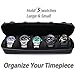 RIGICASE 5 slots Hard men's watch travel case, Portable zipper storage organizer box with soft compressible foam pillow to fit large and small watches(Black, 5slot)