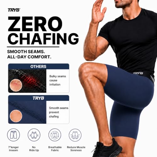 Image of TRYB Men's Compression Shorts & Pants | Sports Innerwear for Gym, Running & Training | Quick Dry, Breathable, 4-Way Stretch, Moisture Wicking, Anti-Chafing Muscle Support Athletic Wear with Pocket
