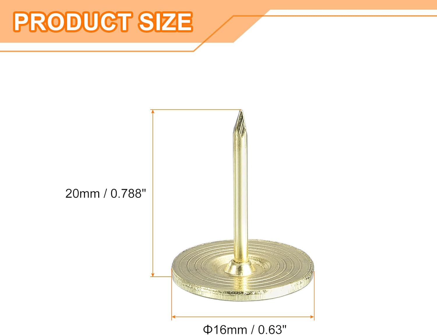 uxcell Upholstery Tacks Nail Pins Furniture, 25Pcs 16x20mm Thumb Tack Pins Assortment Kit Carbon Steel for Home Sofa DIY Decorative Nail Heads Nails, Gold