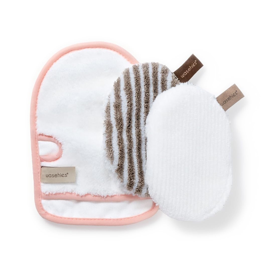 Waschies 3-tlg. Sauna Set – 1 Reinigungshandschuh, 1 Körperreinigungs- & Peelingpad und 1 Gesichtsreinigungs- & Peelingpad – sanfte Reinigung – waschbar, wiederverwendbar & nachhaltig - Alle Hauttypen
