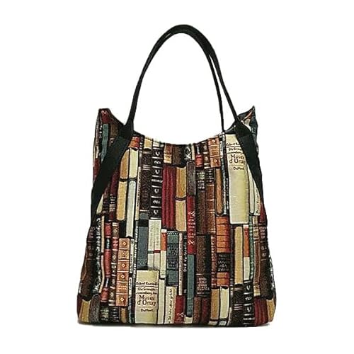 Merinda Tasche Arte, Stofftasche Gobelin Bibliothek Museum d'Orsay, Einkaufstasche Schultertasche, Schwarz , 40x30x14
