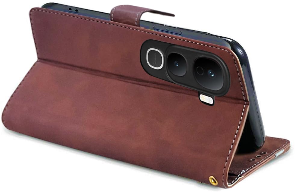 Image of Excelsior Flip Cover Case for Vivo Y400 Pro | Premium PU Leather | 360 Degree Protection (Coffee)