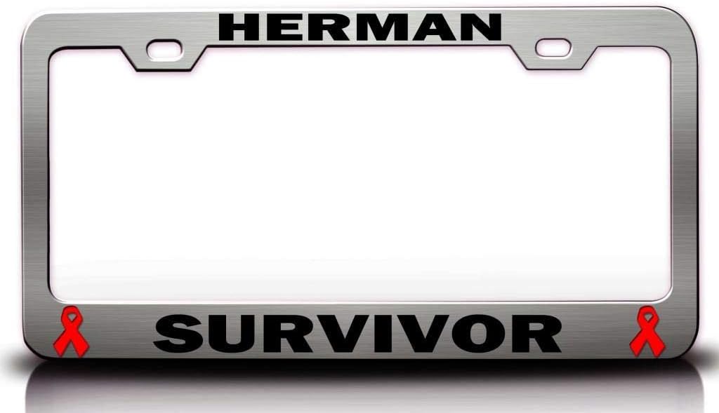 Herman Survivor Male Cancer Survivor Metal Car SUV Truck License Plate Frame Ch k59