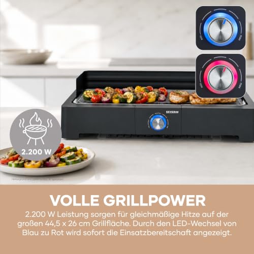 Foto von Severin Tischgrill mit Edelstahl-Grillrost für drinnen und draußen, Elektrogrill mit schnellem Grill-Start, Balkon Grill ohne Verbrennungsgefahr, Schwarz, PG 8565