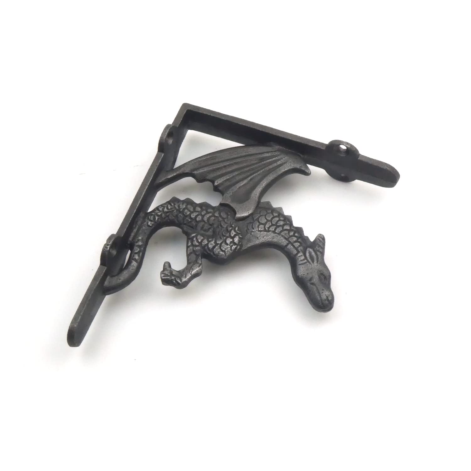 Oakcrafts Pair Of Winged Dragon Cast Iron Shelf Brackets - (125Mm X 150Mm)