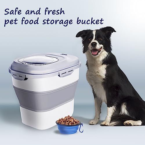 Dog Food Storage Container Pet Cereal Cat With Lids Locking Bowl Plastic Airtight Large Flour Sugar Kitchen Rice Leakproof Pantry Collapsible White Bird Seed Wheels Sealable Dry 23 Qt/30 Pound Lb/25L #TOP4