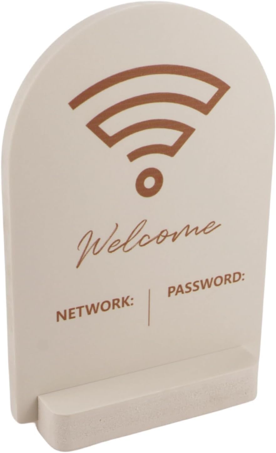 Wifi password sign 2024 Newest funny Creative Thickened solid Acrylic desktop decorations Airbnb or guest room (White)