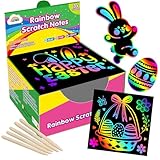 ZMLM Easter Basket Stuffers for Kids，165 Rainbow Scratch Paper Art Notes: Easter Crafts for Kids Ages 4-8, Gifts Girls Boys Toys Classroom Prizes for Students School Activity