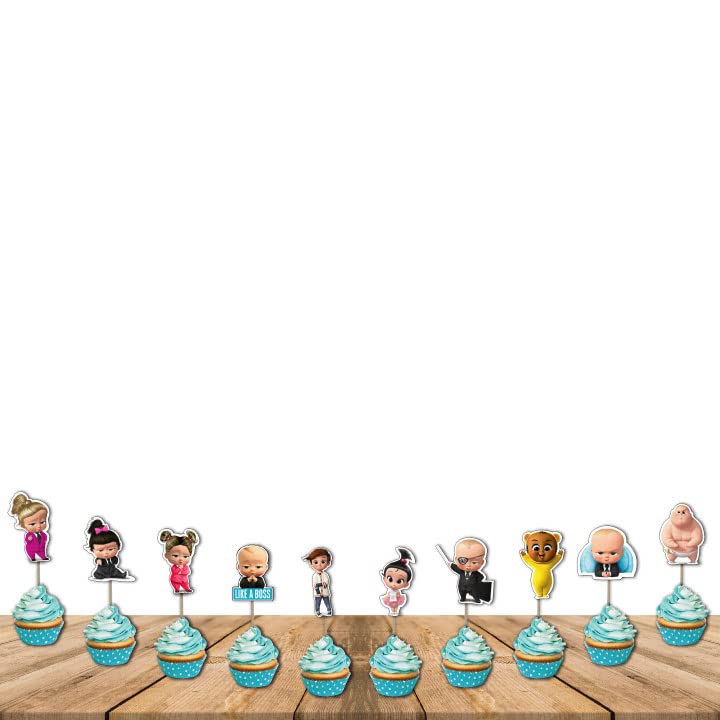 Festiko® Boss Baby Birthday Decorations,Baby Boss Party Supplies Pack of 12 pcs, Baby Party Supplies, Children Carnival Party Supplies Decoration - Cup Cake Topper