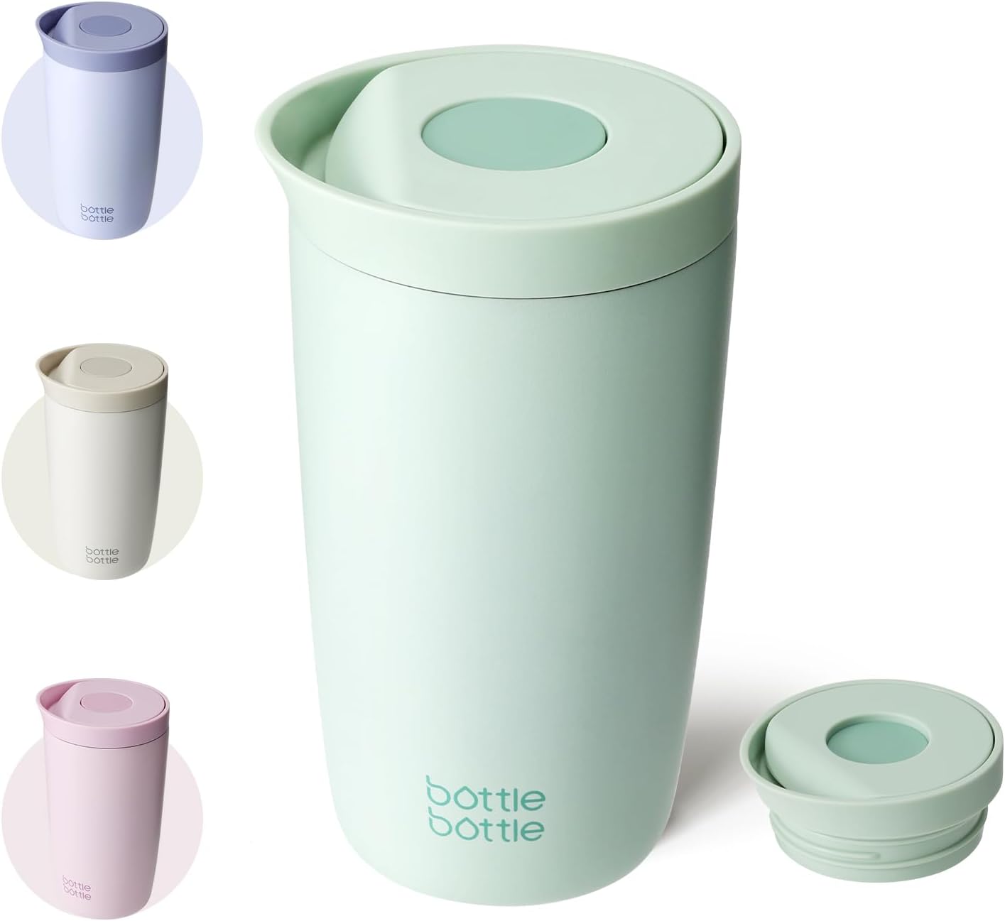 BOTTLE BOTTLE Insulated Travel Mug 12oz(350ml) Stainless Steel Office Coffee Cup with Push Button Lid Keeps Cold and Hot for 6 Hours (Black)