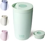 BOTTLE BOTTLE Mug de voyage isolé 12oz(350ml) Coupe de café en acier inoxydable avec bouton poussoir garde froid et chaud pour 6 Heures (Noir)