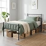 Harbour Housewares 3ft Single Metal Bed Frame Black – Heavy Duty Steel Bed with Headboard Footboard and 36cm Underbed Storage – Fits 190 x 90cm Mattress – Strong Metal Slats Max Weight 110kg