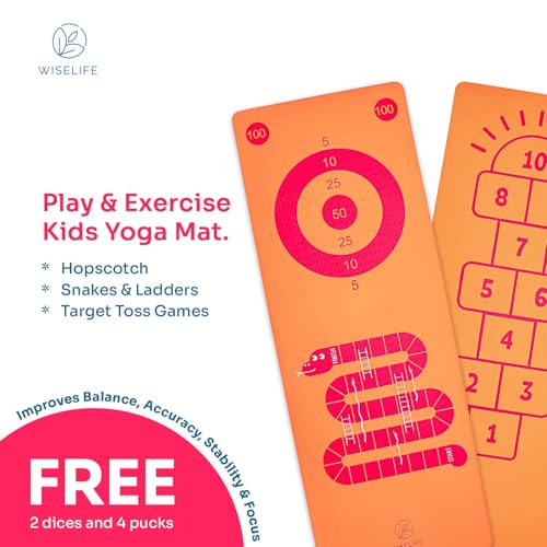 Image of Wiselife Kids Yoga Mat Non-Slip - Playtime For KIds 6mm Extra Thick, Soft, Easy to Fold, Anti Skid, Anti Slip (Play & Exercise Orange)