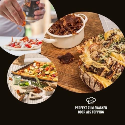 Luftgetrocknete Lachs/Karree Protein Chips, Hoher Eiweißgehalt, Laktosfrei, Glutenfrei, Idealer Snack für Unterwegs, Trockenfleisch, High Protein Snack für Fitness, Outdoor (Karree Chips 3er Pack)