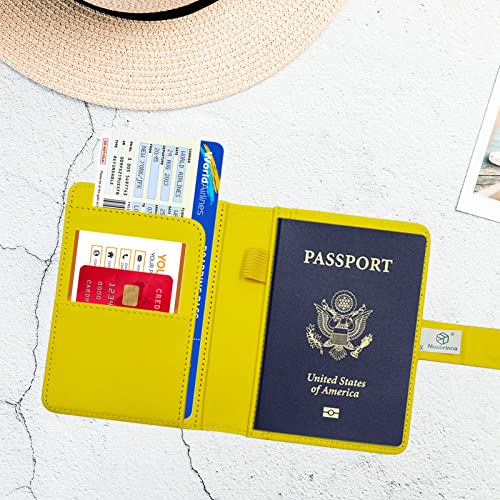 Image of Melsbrinna Premium Leather Passport Holder Covers Case, Waterproof Rfid Blocking Travel Wallet Passport Holder with Pen Holder, Cute Passport Book for Women /Men