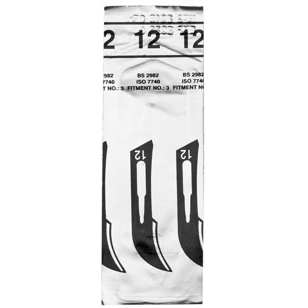 Set avec 100 x lames de scalpel N° 12 - Lame stérile en acier au carbone et 1 x May - manche de scalpel Figure N° 3 en acier inoxydable