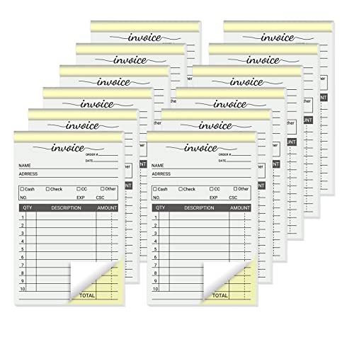 Libros de facturas autocopiativos en pack de 12 talonarios de recibos de 2 copias para pymes