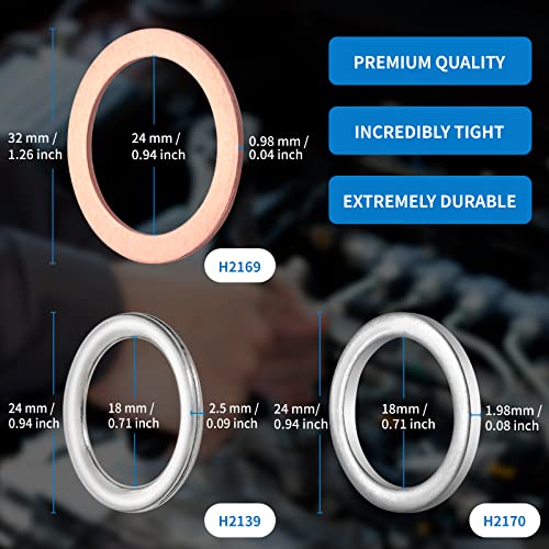 Image of Differential and Transmission Drain Plug Crush Washers Gaskets Compatible with 4Runner T acoma T undra FJ Cruiser Land Cruiser, Replacement for The Part# 12157-10010 90430-24003 90430-18008