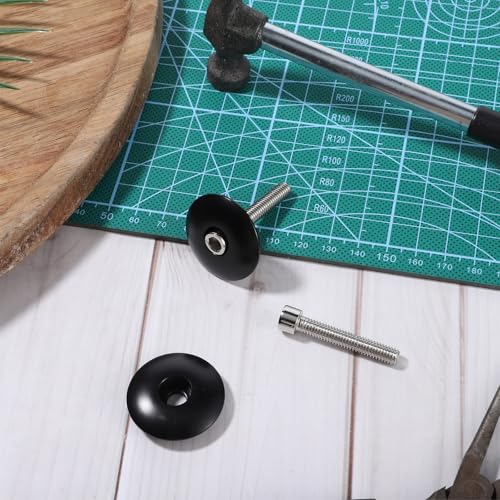 Fyntave 2 Sets Black Cycling Headset Stem Top Cap 1-1/8 Inch Bike Front Fork Stems Tops Cap with M6x40mm Bolt Aluminium Alloy Bike Top Tube Caps Riding Decoration Cycling Stem Headset Tops Cover - Thumbnail 3