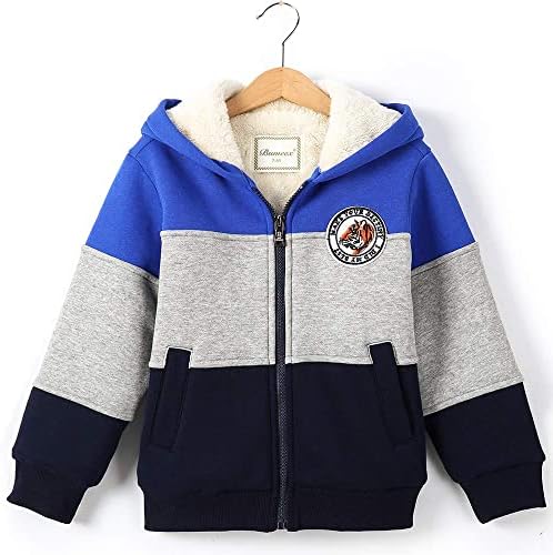 Bumeex Toddler Boy's Sherpa Fleece Lined Jacket,Blue Spring Fall Winter Zip up Sweatshirt Hoodie 3t