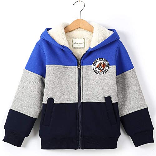 Bumeex Toddler Boy's Sherpa Fleece Lined Jacket,Blue Spring Fall Winter Zip Up Sweatshirt Hoodie 3T #TOP3