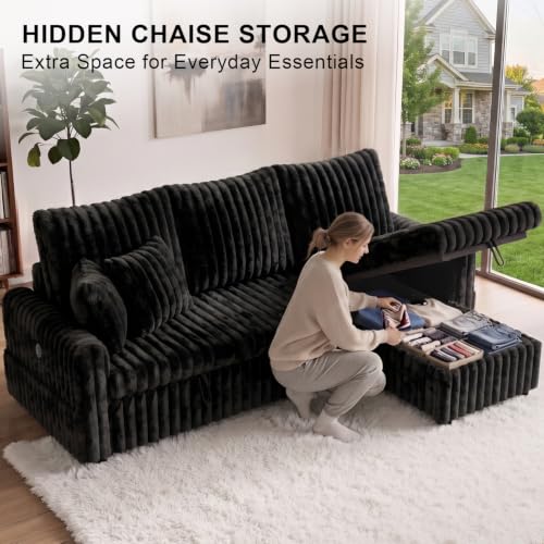 Image of KCGKCG 81 inch Sectional Sleeper Sofa Bed, Pull Out Couches for Living Room