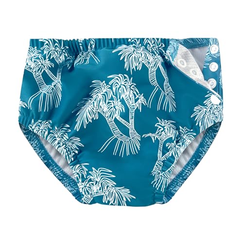 Image of weVSwe Baby Reusable Swim Diaper Washable UPF 50+ Snap Side Leakproof & Adjustable for Pool/Beach to Prevent Leaks Green Tree 0-6 Months