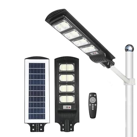 GlowBase Solar Led Street Light All in One 150 Watt Led Chip Automatic Motion Sensor with Remote Ip65 Waterproof Ip65 Waterproof Outdoor Use Black (Pack of 1) - Plastic